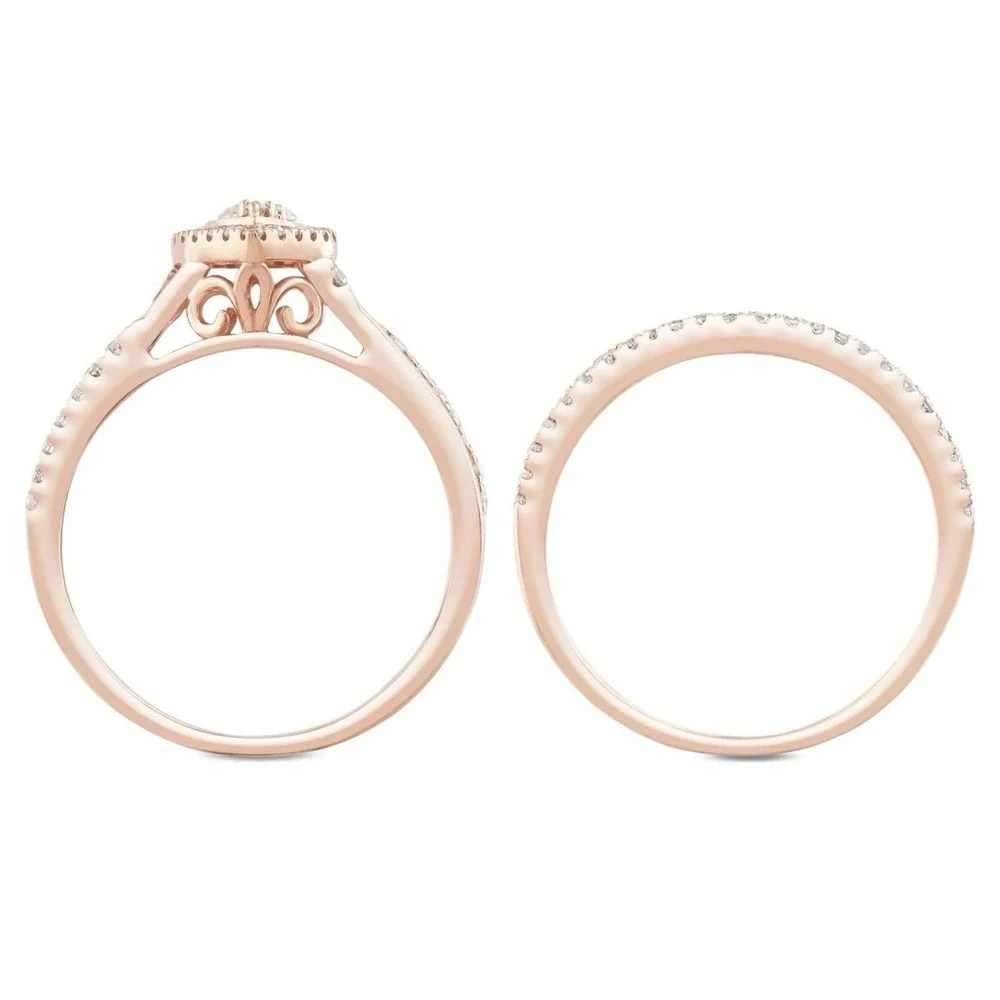 10K Rose Gold 1/2 CTTW Diamond Bridal Ring Brilliance Fine Jewelry Forever Bride - Picture 5 of 10